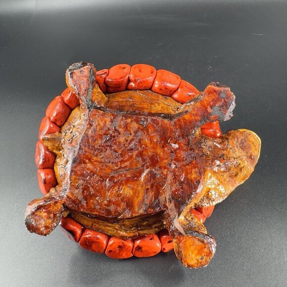 Vintage Mexican Turtle Figurine Resin With Stones Hand Crafted Figure Decor VTG - Picture 6 of 12